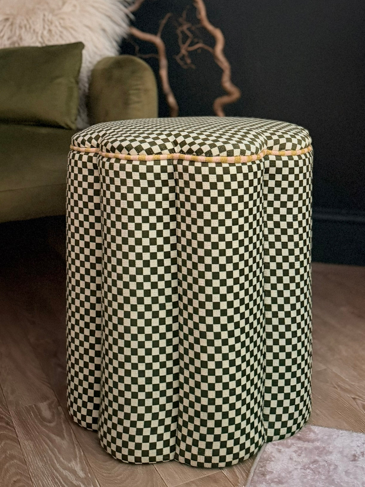 FLORANCE PETAL STOOL mint cream and cypress